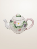 Théière en céramique émaillée style barbotine